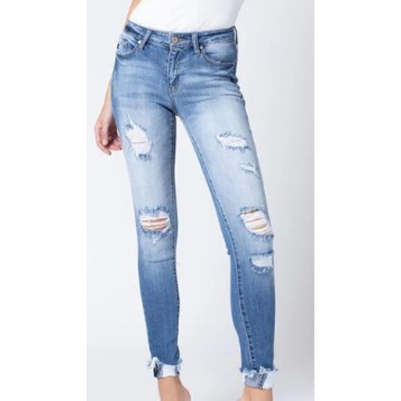 Kancan Women’s Distressed Skinny Crop Jeans - Size 7/27 - Picture 1 of 7